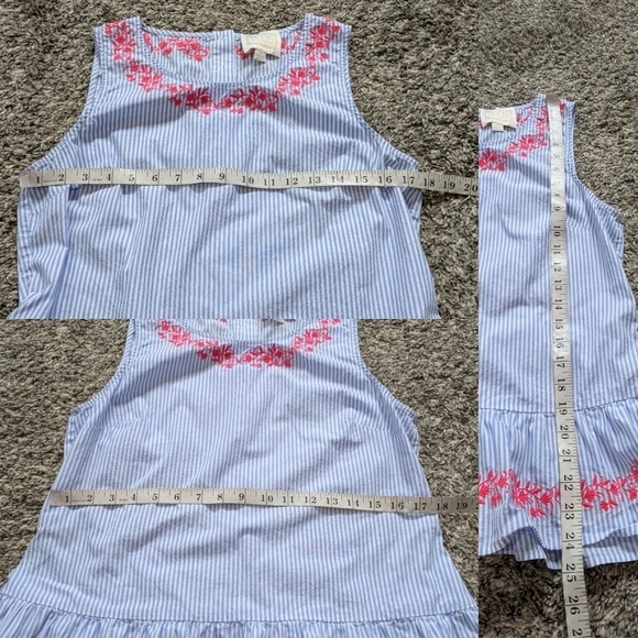 Sail To Sable blue white pink floral embroidered 100% cotton tank top blouse M - Picture 6 of 8